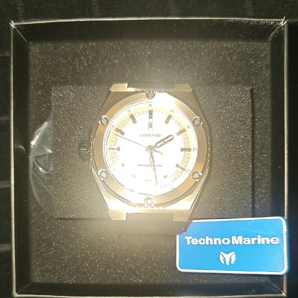 Technomarine Gold-Tone Watch with White Dial